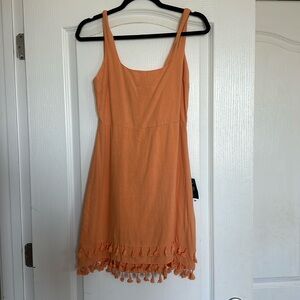 Orange Fringe Mini Dress